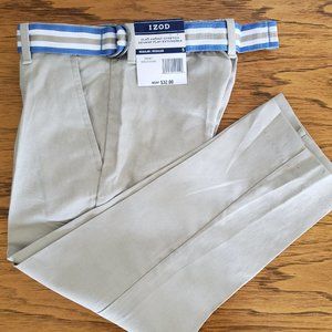 Boy's Izod Flat Front Stretch Pants with Belt